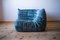 Vintage Lazure Blue Velvet Togo Corner Seat by Michel Ducaroy for Ligne Roset 1
