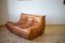 Pine Leather Togo Sofa & Pouf by Michel Ducaroy for Ligne Roset, 1970s, Set of 2 2
