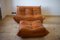 Pine Leather Togo Pouf and 2-Seat Sofa by Michel Ducaroy for Ligne Roset, Set of 2, Image 1