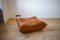 Pine Leather Togo Pouf and 2-Seat Sofa by Michel Ducaroy for Ligne Roset, Set of 2 3