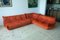 Amber Orange Velvet Togo Corner, 2- and 3-Seat Sofa by Michel Ducaroy for Ligne Roset, Set of 3, Image 1