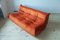 Amber Orange Velvet Togo Corner, 2- and 3-Seat Sofa by Michel Ducaroy for Ligne Roset, Set of 3 3