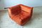 Amber Orange Velvet Togo Corner, 2- and 3-Seat Sofa by Michel Ducaroy for Ligne Roset, Set of 3 5
