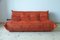 Canapé d'Angle Togo en Velours Orange Ambré, 2 et 3 Places par Michel Ducaroy pour Ligne Roset, Set de 3 4