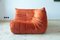 Amber Orange Velvet Togo Corner, 2- and 3-Seat Sofa by Michel Ducaroy for Ligne Roset, Set of 3 6