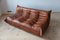 Vintage French Whiskey Brown Leather Togo Living Room Set by Michel Ducaroy for Ligne Roset, Set of 3 18