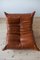 Vintage French Whiskey Brown Leather Togo Living Room Set by Michel Ducaroy for Ligne Roset, Set of 3 13