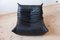 Vintage Black Leather Togo Set by Michel Ducaroy for Ligne Roset, Set of 2 10