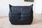 Vintage Black Leather Togo Set by Michel Ducaroy for Ligne Roset, Set of 2, Image 12