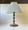 Scandinavian Blue Glass and Brass Table Lamp by Vitrika, 1960s, Image 1