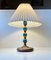 Scandinavian Blue Glass and Brass Table Lamp by Vitrika, 1960s 2