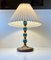 Scandinavian Blue Glass and Brass Table Lamp by Vitrika, 1960s, Image 2
