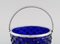 Danish Blue Art Glass Bonbonniere with Silver Mounting and Handle 2