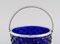 Danish Blue Art Glass Bonbonniere with Silver Mounting and Handle, Image 2