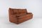 Cognacfarbenes Vintage 3-Sitzer Ledersofa, Italien 3