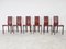 Rote Leder Esszimmerstühle von Cattelan Italy, 1980er, 6er Set 2