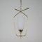 Mid-Century French Brass & Opaline Glass Pendant from Arlus, 1950s, Image 3