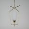 Mid-Century French Brass & Opaline Glass Pendant from Arlus, 1950s 9