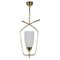 Mid-Century French Brass & Opaline Glass Pendant from Arlus, 1950s, Image 1