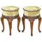 Antique Hardwood Carved Side Tables with Velvet Tops, 1860s, Set of 2 1