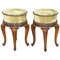 Tables d'Appoint Antiques en Bois Sculpté avec Plateaux en Velours, 1860s, Set de 2 1