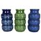 Multi-Color Pottery Fat Lava Vases by Scheurich, Germany, 1970s, Set of 3 1