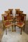 Sedie da pranzo Art Nouveau in quercia e pelle, set di 6, Immagine 2
