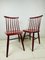 Vintage Bordeaux Red Wooden Dining Chairs by Ilmari Tapiovaara, 1960s, Set of 2 1