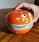 Small Vintage German Round Orange and White Porcelain Box 8