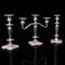 Antique English Victorian Silver Plated Candlesticks, Set of 3 1