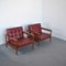 Teak Leather Armchairs by Georges Coslin for 3V Arredamenti Padova, 1960s, Set of 2 7