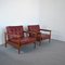 Teak Leather Armchairs by Georges Coslin for 3V Arredamenti Padova, 1960s, Set of 2 4