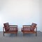 Teak Leather Armchairs by Georges Coslin for 3V Arredamenti Padova, 1960s, Set of 2 3