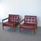 Teak Leather Armchairs by Georges Coslin for 3V Arredamenti Padova, 1960s, Set of 2 8