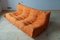 Vintage Orange Microfibre Togo Living Room Set by Michel Ducaroy for Ligne Roset, 1970s, Set of 3 4