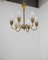 Brass and Opaline Glass Chandelier by Fog & Mørup, 1950s 8