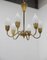 Brass and Opaline Glass Chandelier by Fog & Mørup, 1950s 2