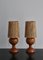 Finnish Modernist Pinewood Table Lamps with Straw Shades, 1940s, Set of 2, Image 4