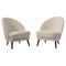 Scandinavian Mid-Century Modern White Sheepskin Lounge Chairs by Arne Norell, Set of 2 1