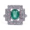 18k White Gold Ring with Central Emerald and Brilliant Cut Diamonds 1