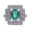 18k White Gold Ring with Central Emerald and Brilliant Cut Diamonds, Image 1