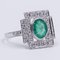 18k White Gold Ring with Central Emerald and Brilliant Cut Diamonds 3