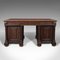 Large Victorian English Gothic Revival Pedestal Desk in Oak, 1870s, Image 2