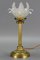 Bronze Table Lamp with Flower Shaped Glass Shade, Image 2