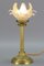 Bronze Table Lamp with Flower Shaped Glass Shade, Image 3