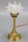 Bronze Table Lamp with Flower Shaped Glass Shade, Image 1