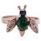 Emerald, Sapphire, Diamonds, 9 Karat Rose Gold and Silver Fly Shape Ring 1