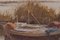 Escena de lago posimpresionista con barcos, óleo sobre lienzo, enmarcado, Imagen 4