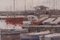 Puerto postimpresionista con barcos de pesca, óleo sobre lienzo, enmarcado, Imagen 4