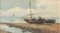 Barcos en la costa, principios del siglo XX, óleo a bordo, enmarcado, Imagen 1